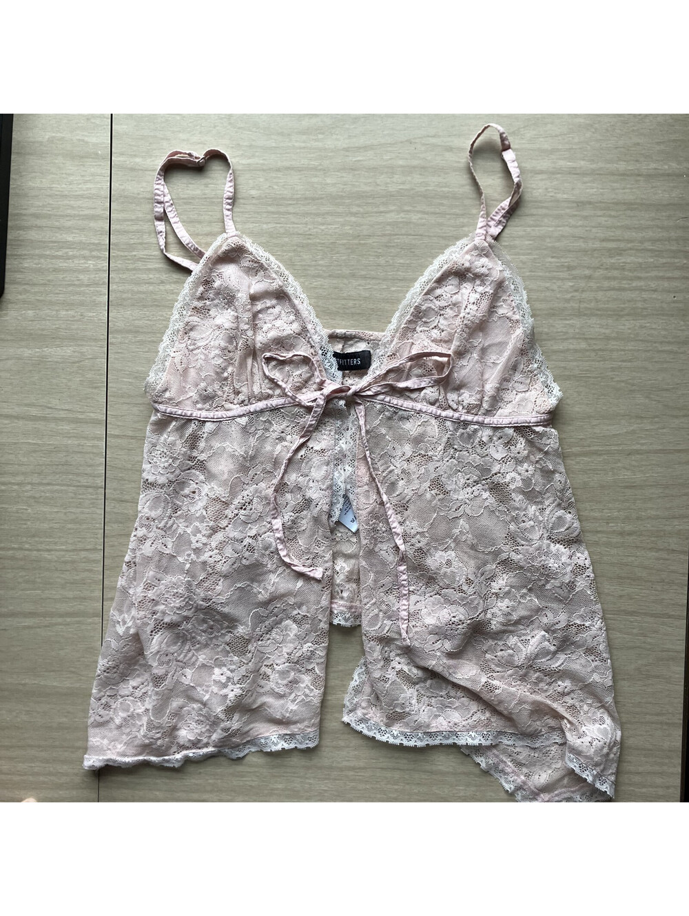 Fairy Coquette Babydoll Lace Flowy Butterfly Bow Tie Front Asymmetric Hem Medium